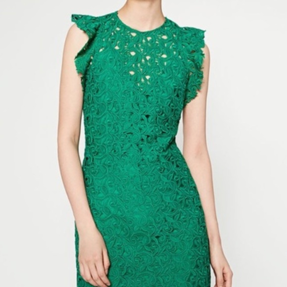 Zara Green Lace Dress NWT - Picture 1 of 11